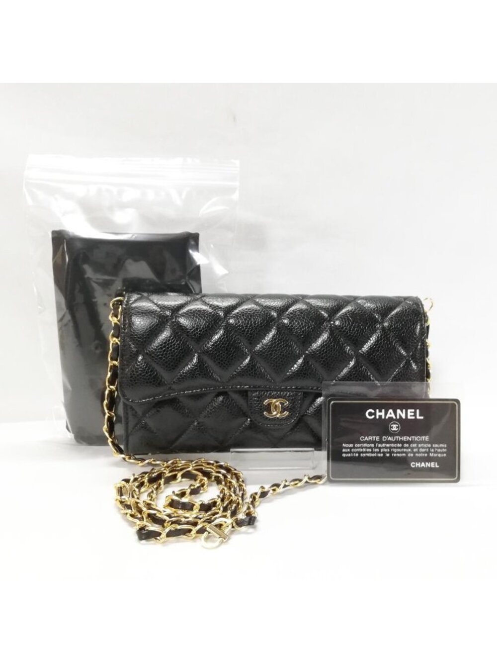 Chanel Quilted Wallet Caviar Leather Black